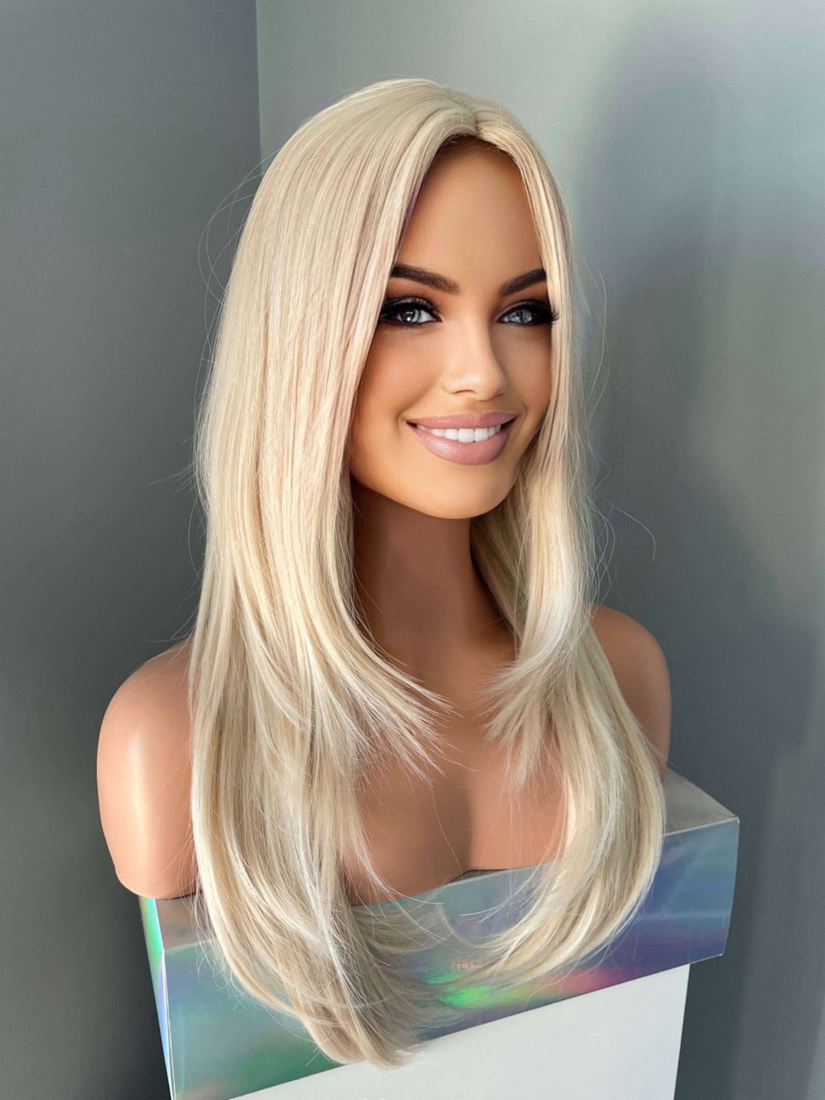Crystal Long Platinum Blonde Straight Wig