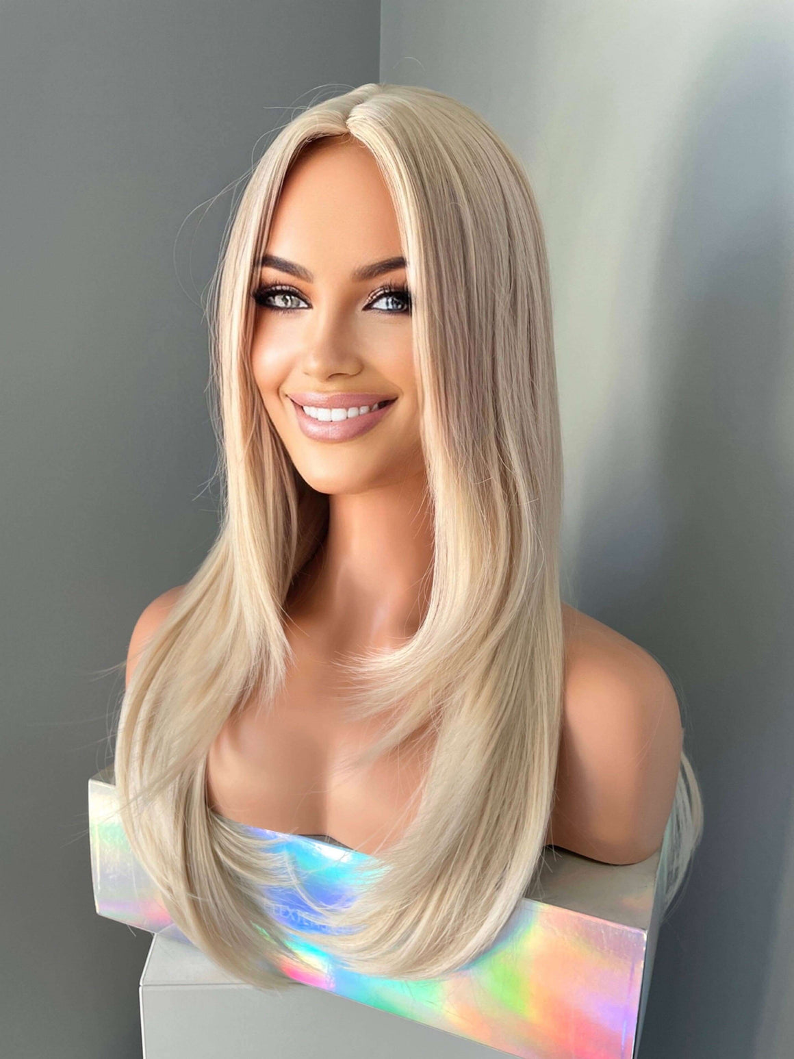 Crystal Long Platinum Blonde Straight Wig