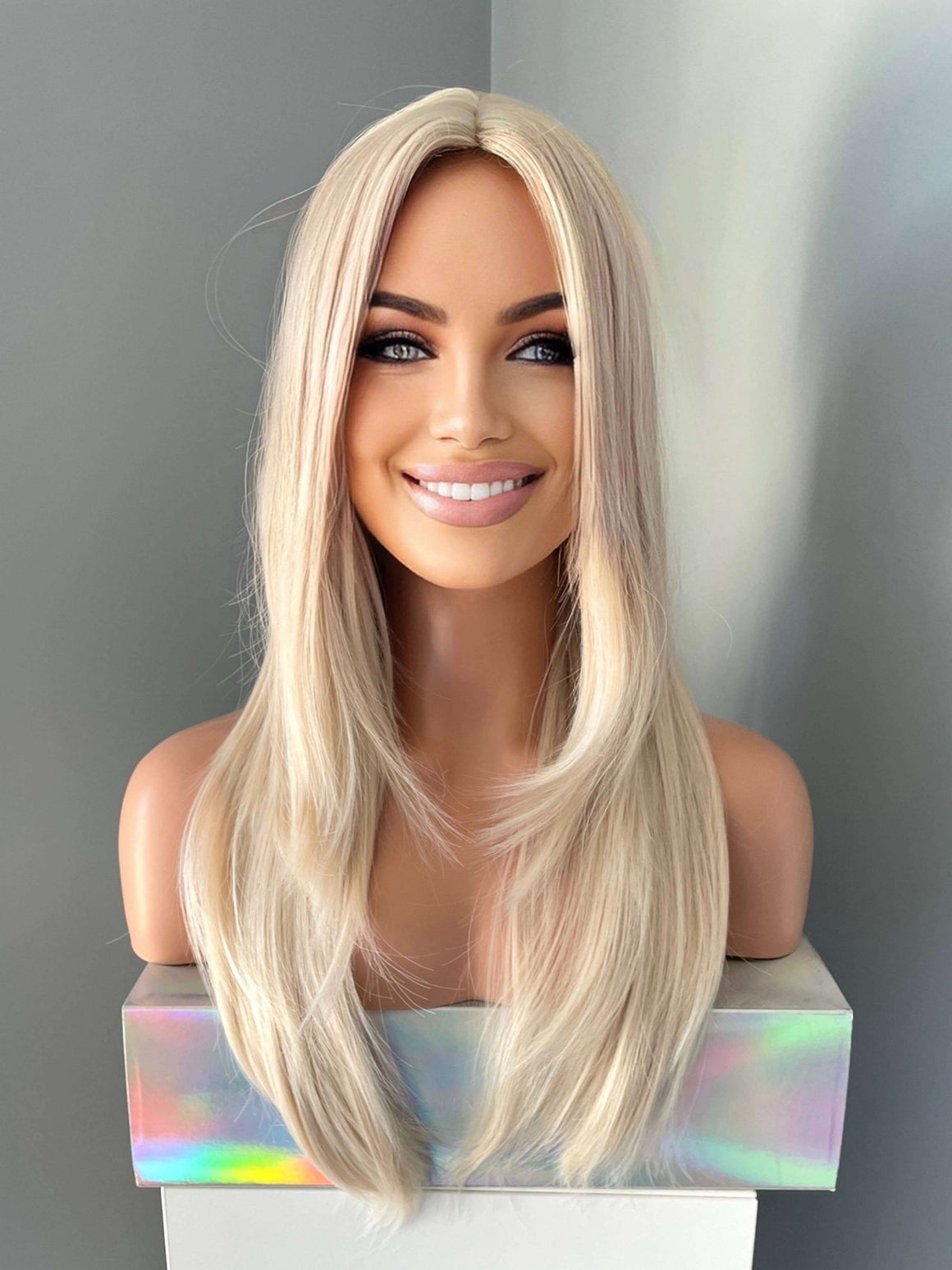 Crystal Long Platinum Blonde Straight Wig