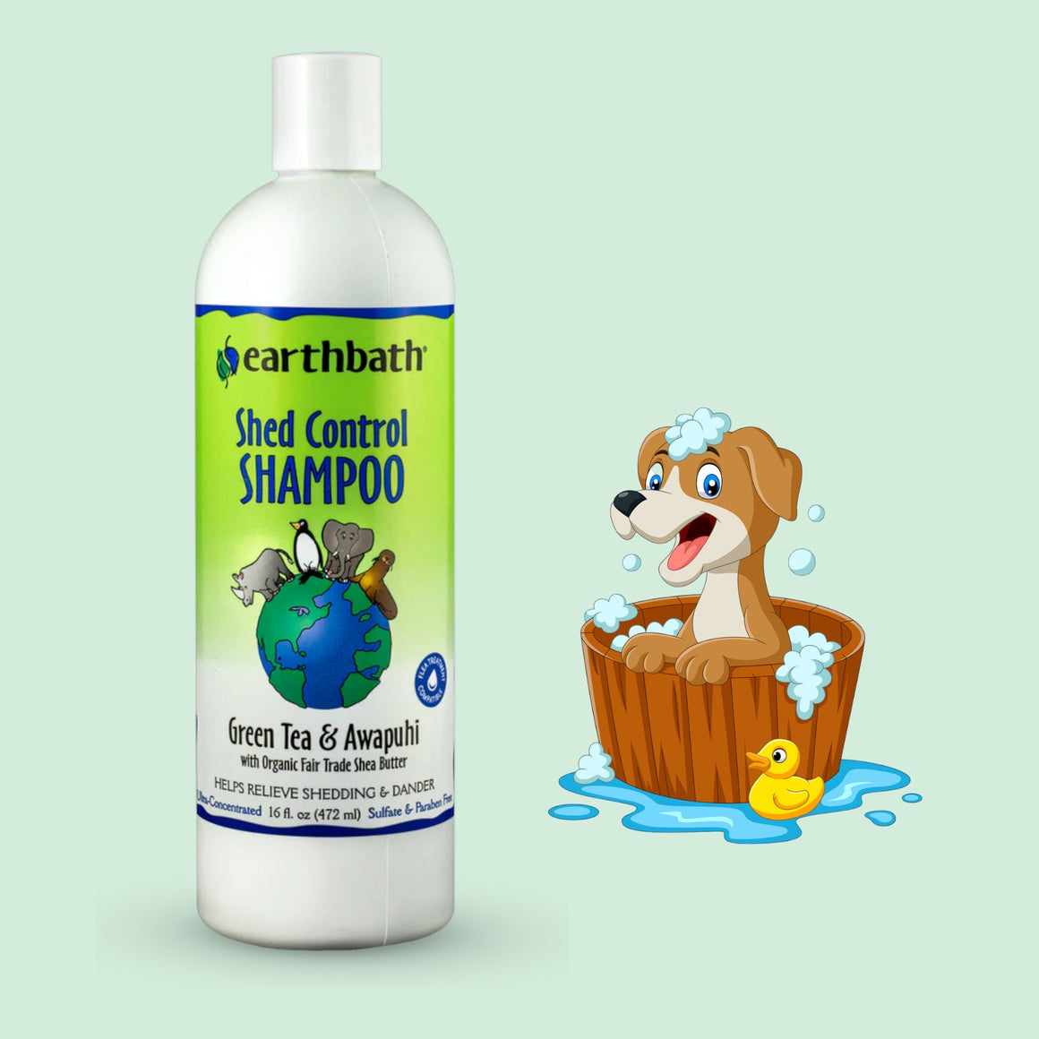 Shampooing pour chien Shed Control Earthbath - Thé vert et Awapuhi 472 ml