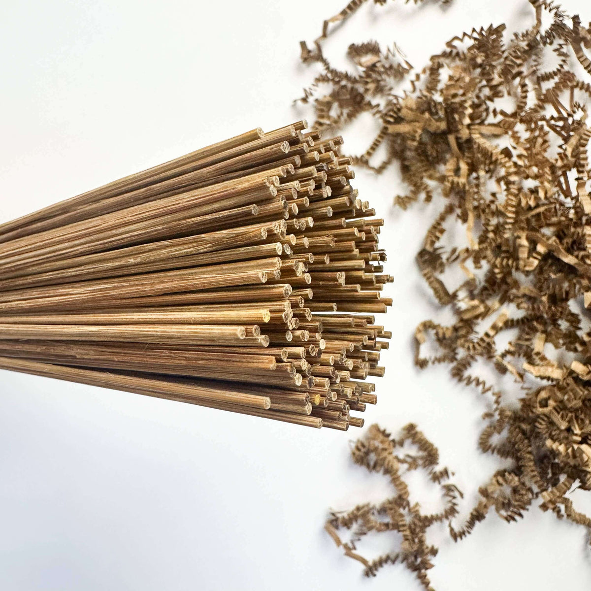 Bunch of dried herbs on a white background