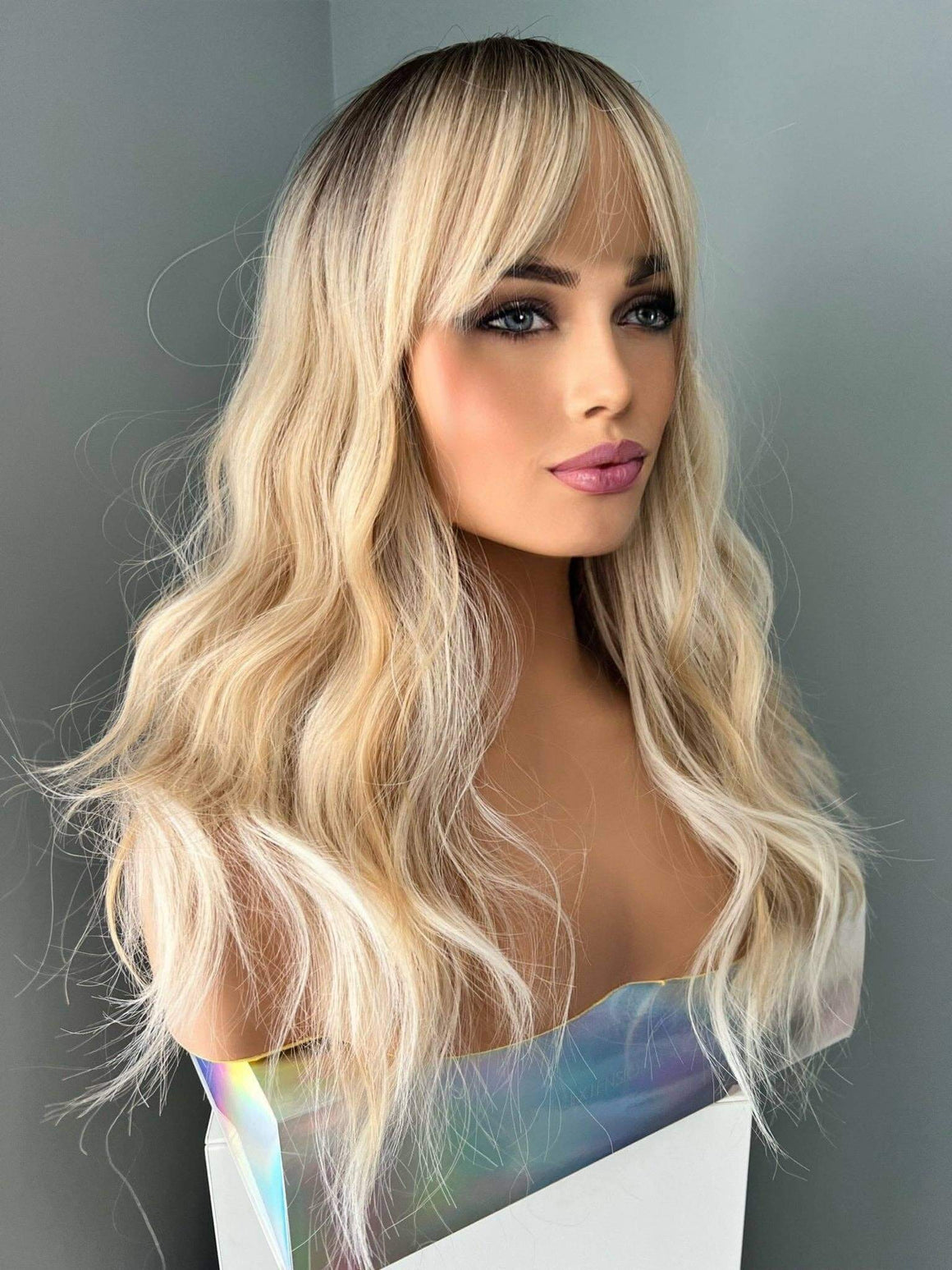 Farah Wavy Blonde Wig with Bangs