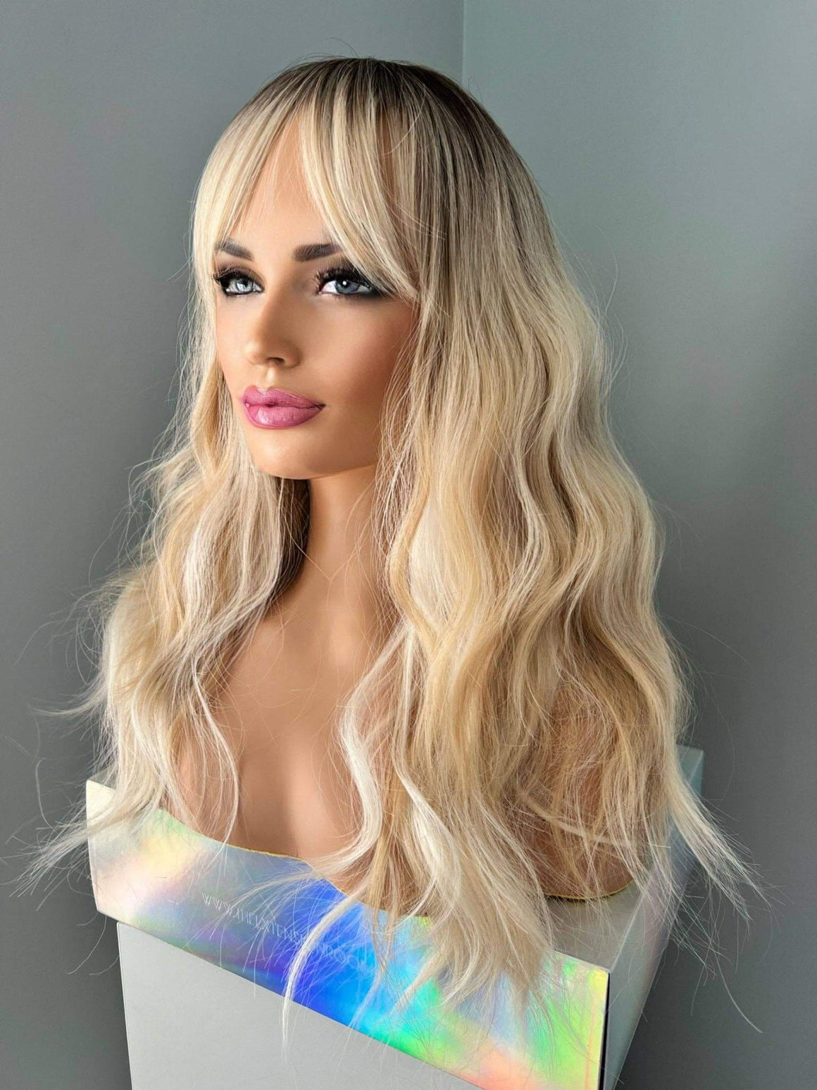 Farah Wavy Blonde Wig with Bangs