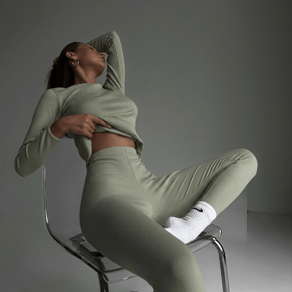 EASE 2 Piece Ribbed Cotton Loungewear Set
