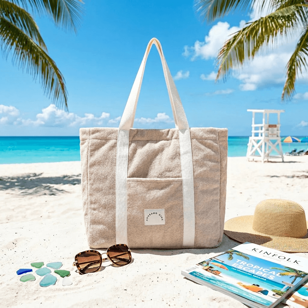 Terry Towelling Tote - Avocado Zinc