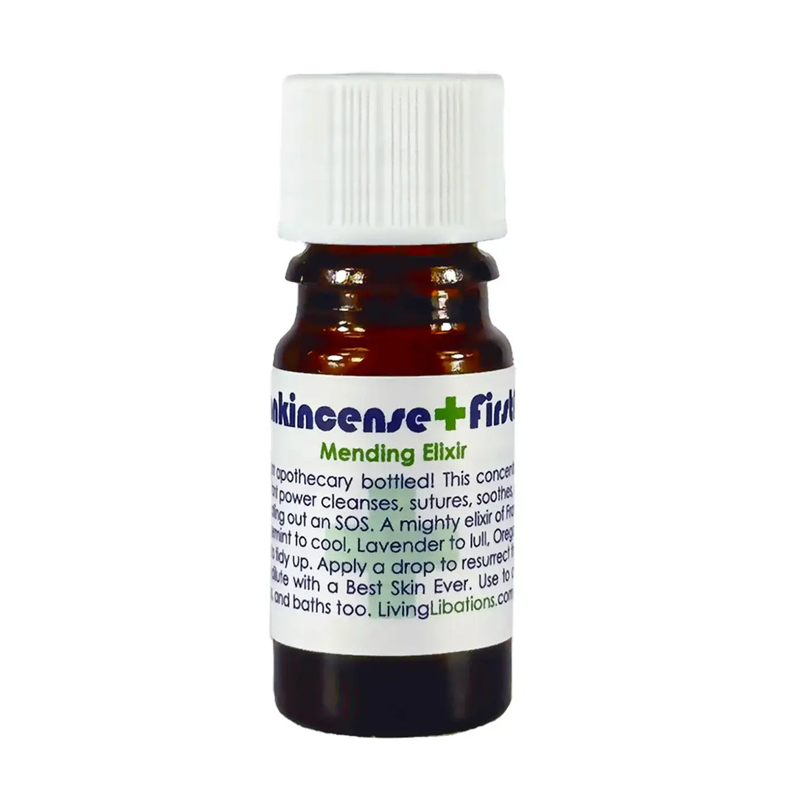 Bottle of 'Mending Elixir' with a white label on a white background
