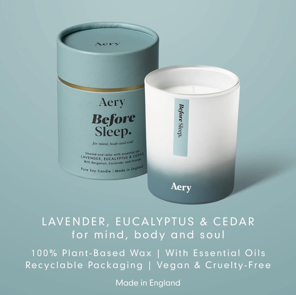 Before Sleep Scented Candle - Lavender Eucalyptus and Cedar - Aery Living