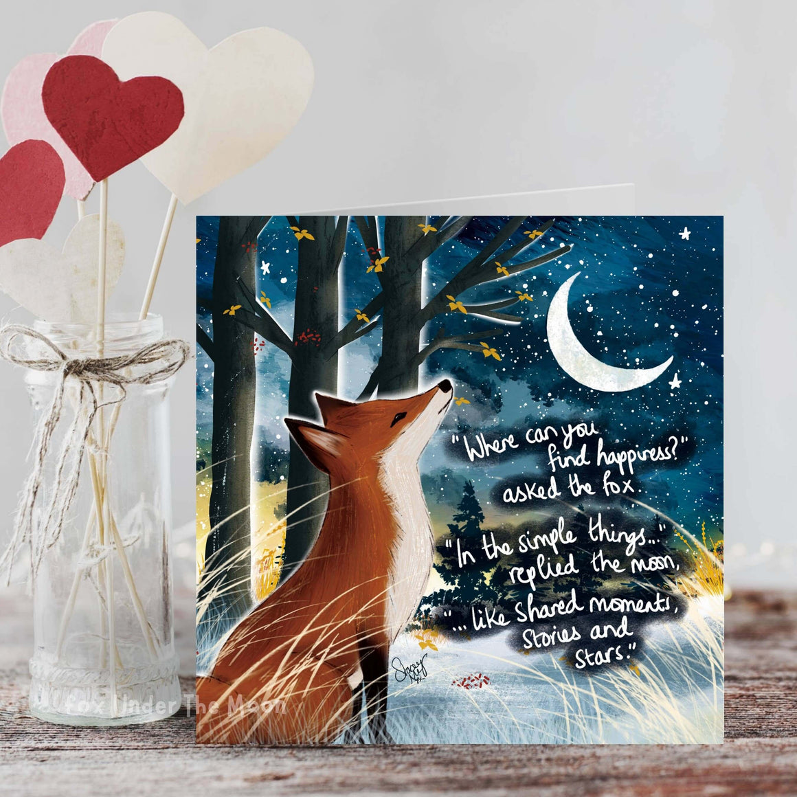 'Happiness' - Greeting Card From Fox Under The Moon