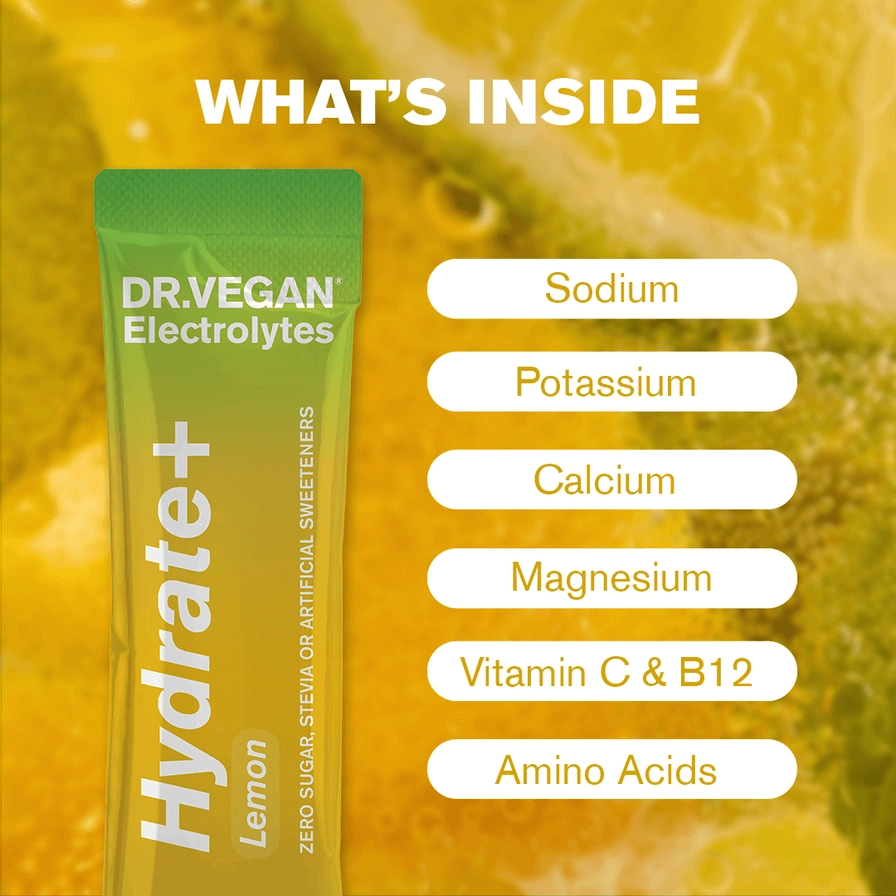 Hydrate+ Electrolyte Drink Mix – Lemon, 15 Sachets