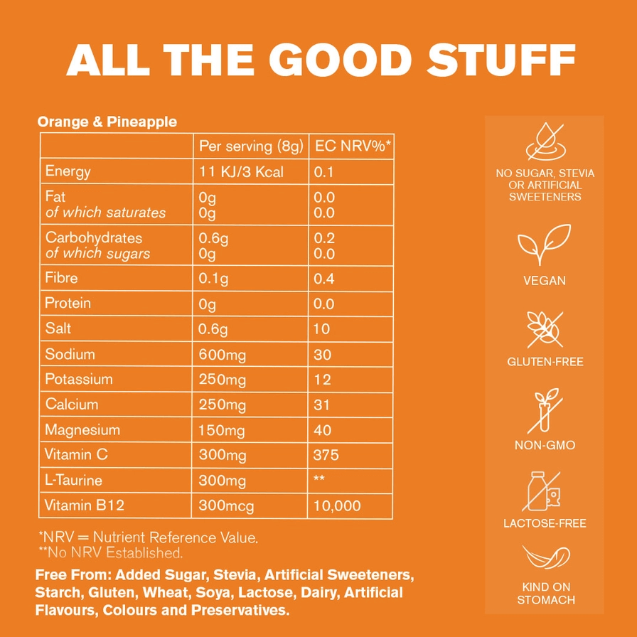 Hydrate+ | Orange & Pineapple | Electrolytes | 15 Sachets-Live in the Light Naturally Ltd