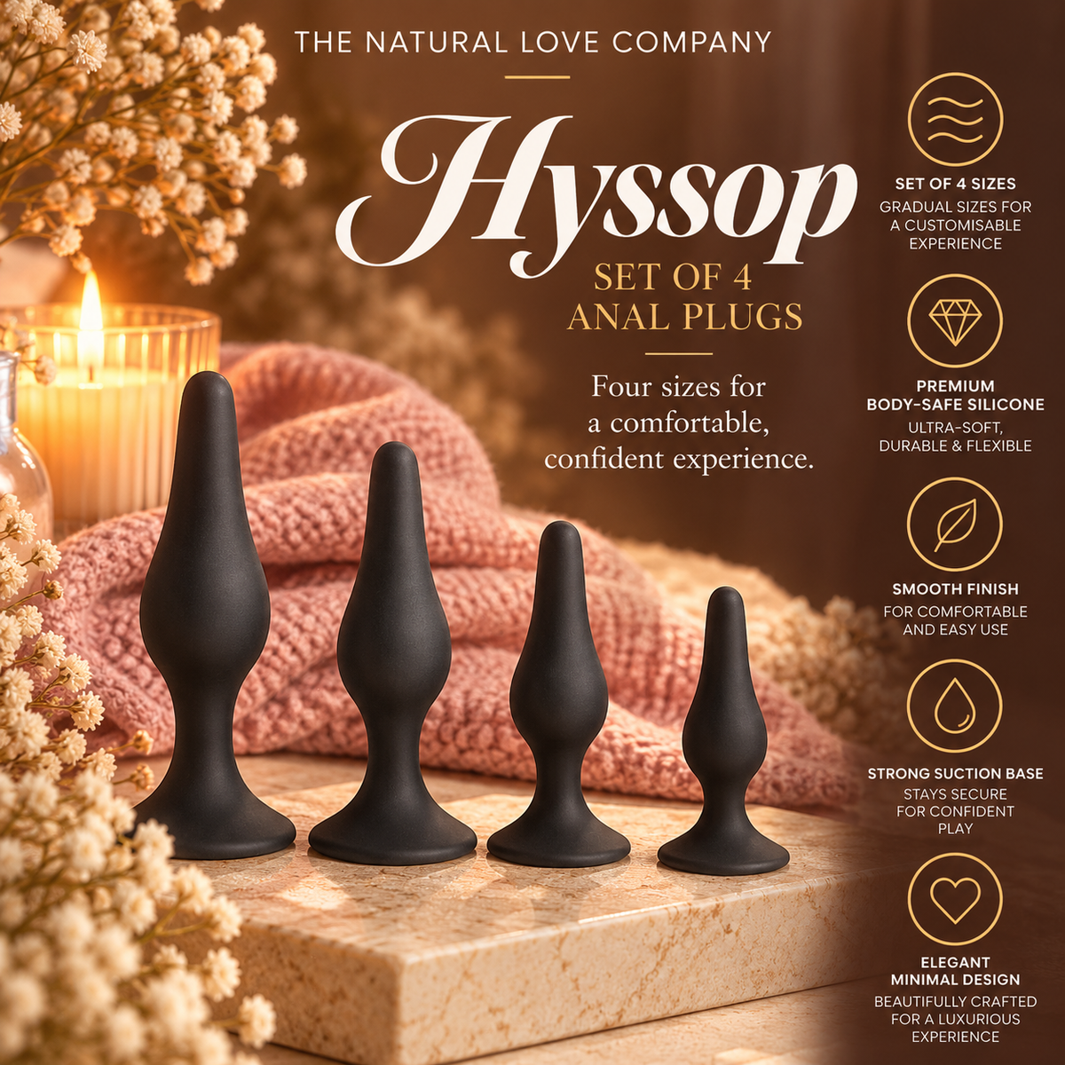 Hyssop | Set of 4 Suction Anal Butt Plugs