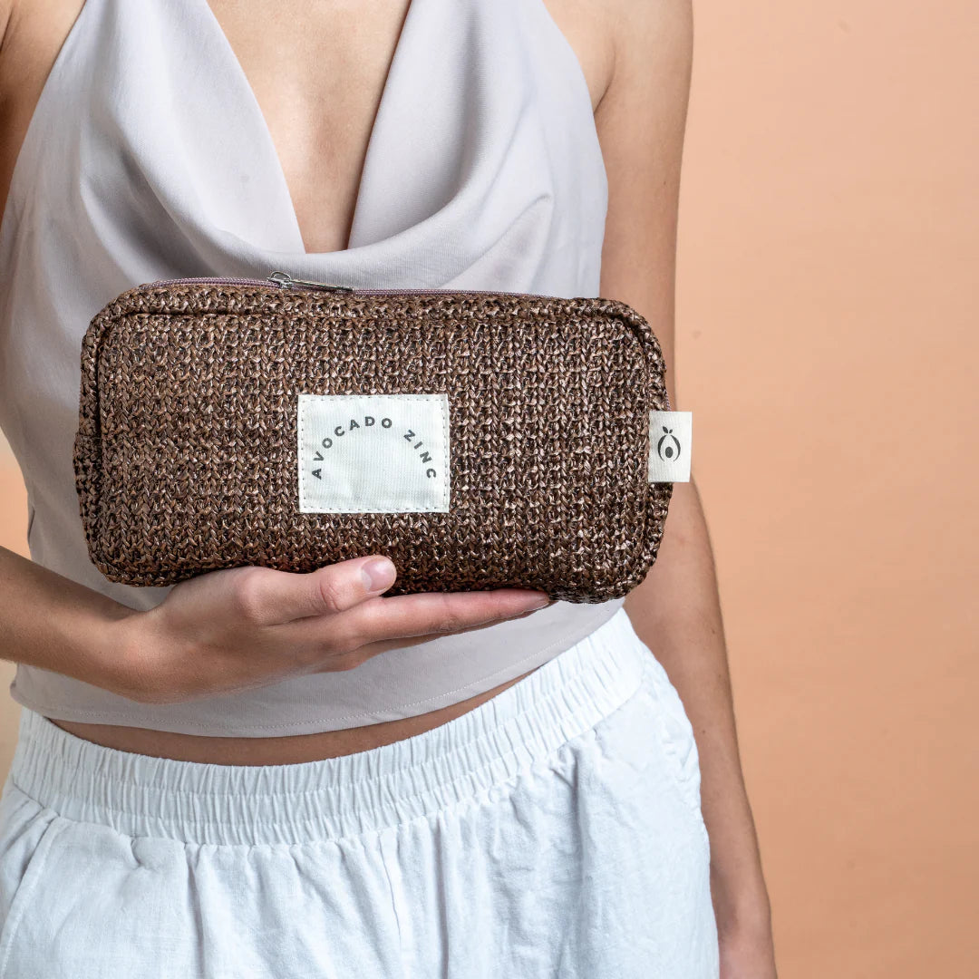 Chocolate Brown Straw Pouch