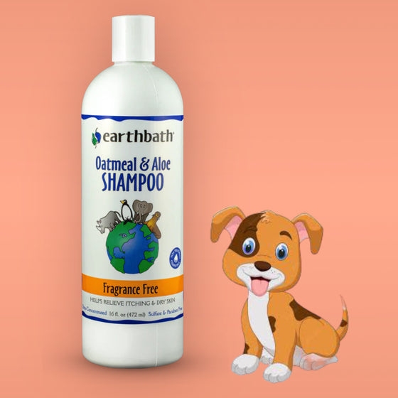 Shampooing pour chien Earthbath Soulagement des démangeaisons Sans parfum Farine d&#39;avoine et aloès - 472 ml
