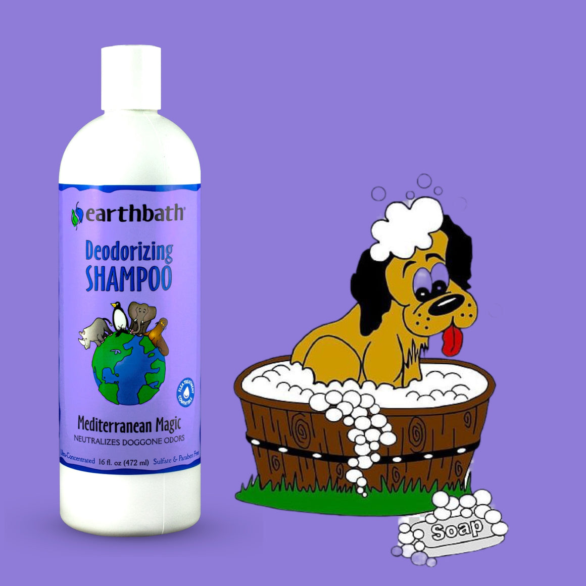 Szampon dezodoryzujący dla psa Earthbath - śródziemnomorska magia 472ml