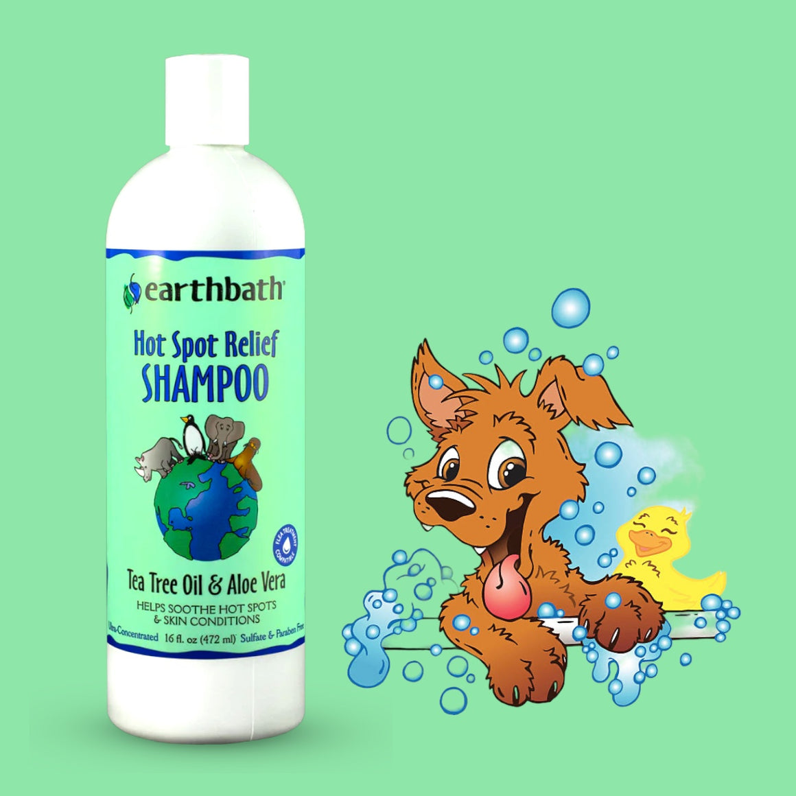 Dog Shampoo Earthbath - Hot Spot Relief -Tea Tree Oil & Aloe Vera 472ml