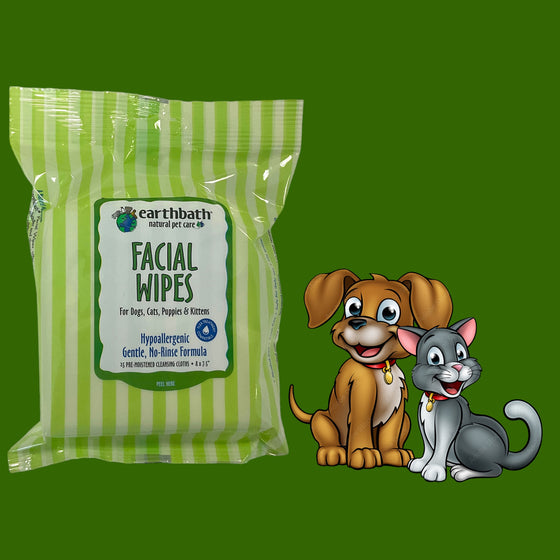 Dogs & Cats Earthbath Facial Wipes  - 25's