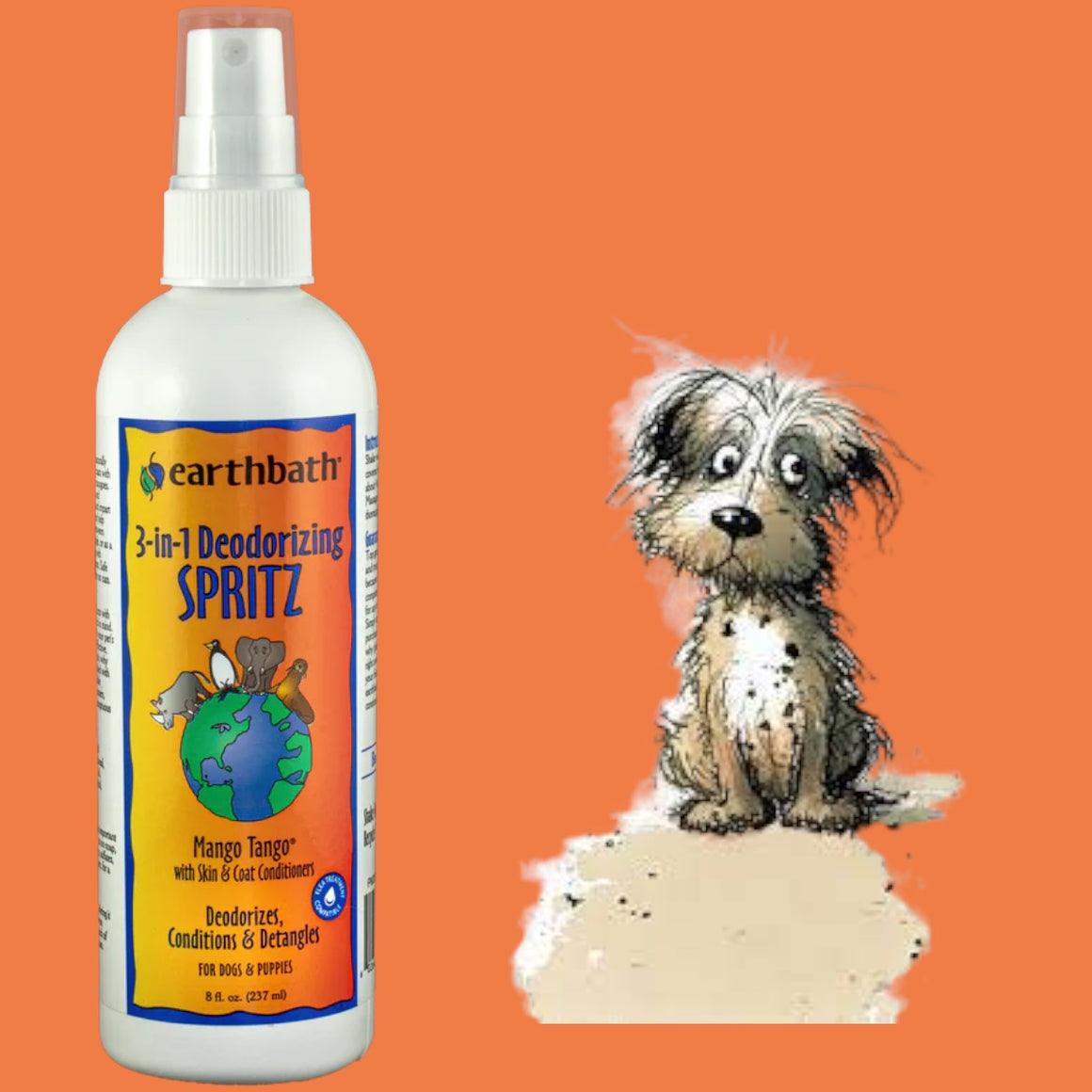 Dog Spritz Earthbath 3-in-1 Deodorizing - Mango Tango 237ml