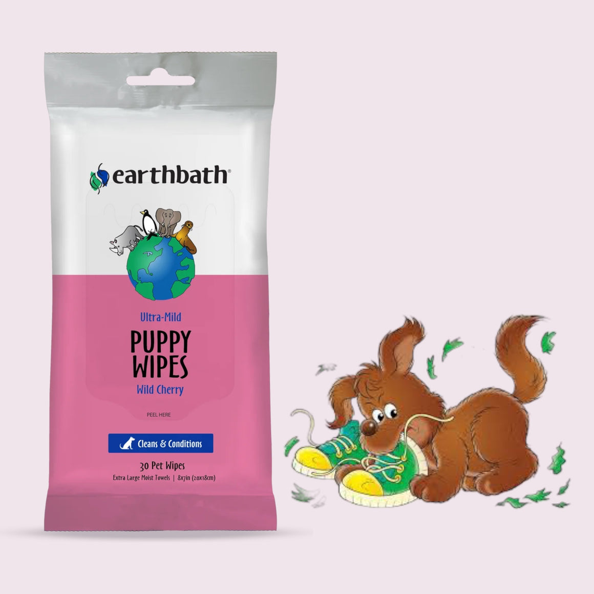 Puppy Wipes - Earthbath Ultra Mild, Wild Cherry 30 Pack
