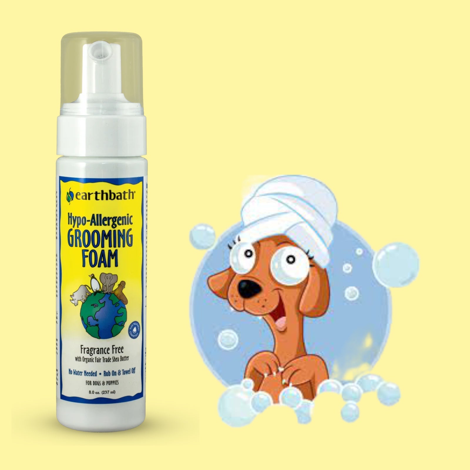Earthbath Dog Waterless Grooming Foam Hypo-allergenic 237ml