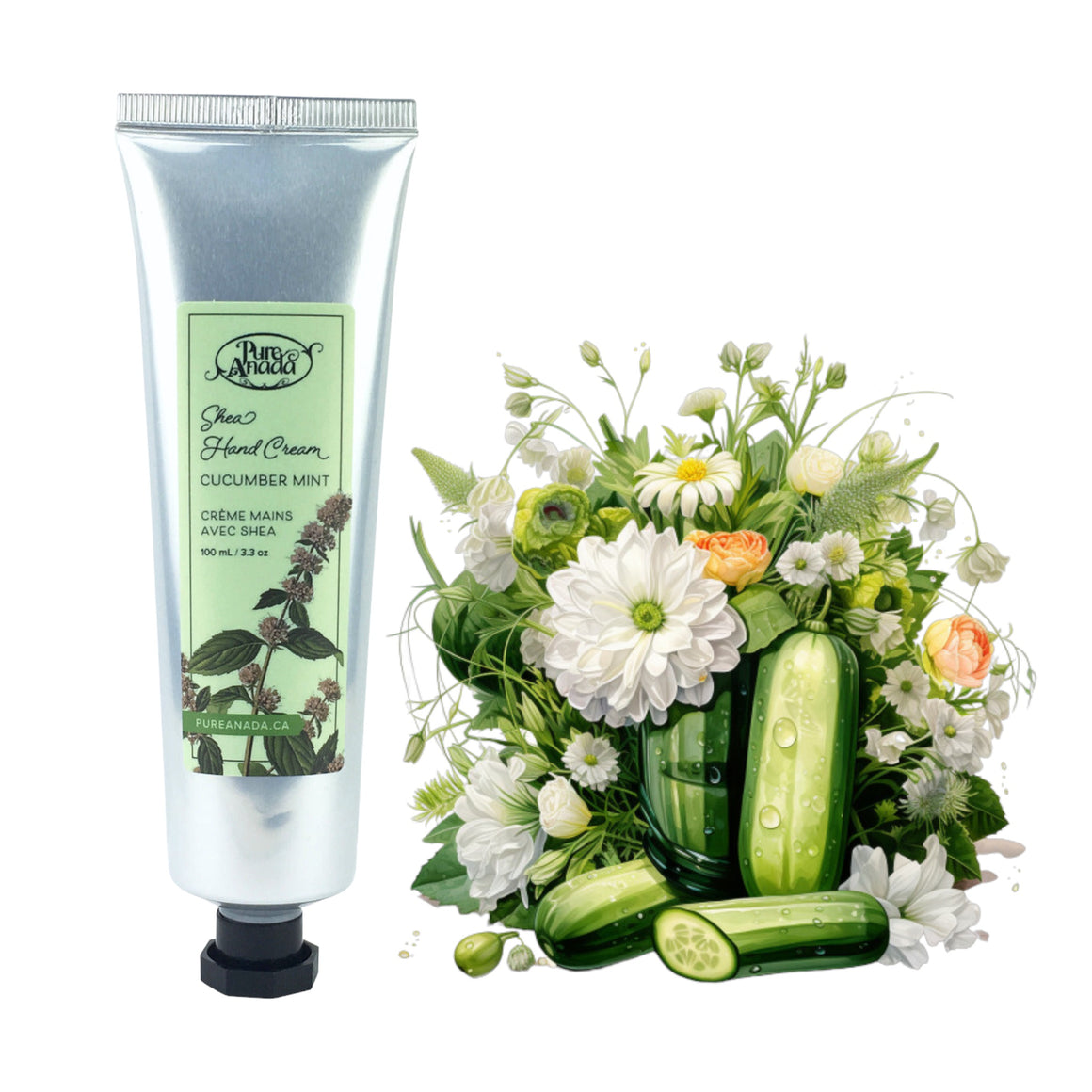 Natural Shea Hand Cream Fresh Cucumber Mint 100ml - Pure Anada