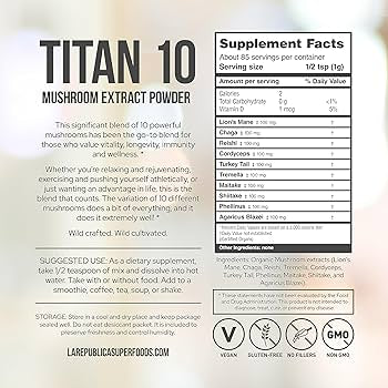 Titan 10 Mushroom Extract Powder 85g *Limited Edition* - La Republica