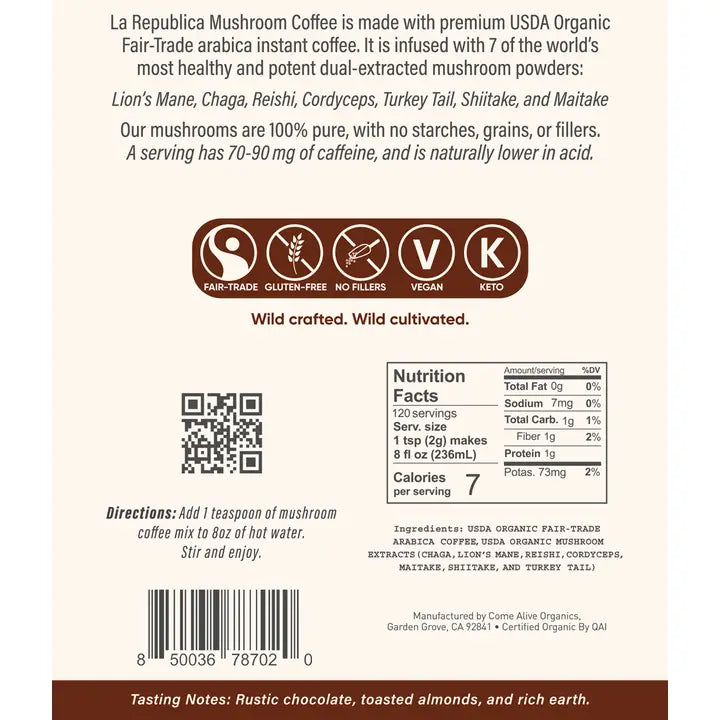 Instant 7 Mushroom Coffee BIG SHOT - La Republica
