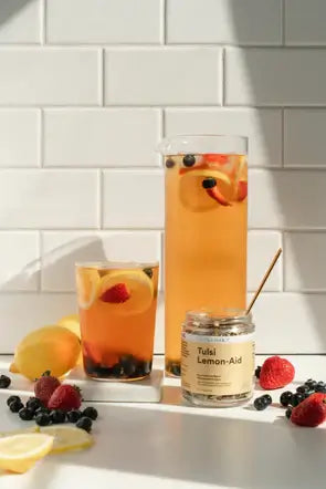 Tulsi Lemon-Aid – Organic Superfood Tea Blend (226.8g) | Lake & Oak-Live in the Light Naturally Ltd