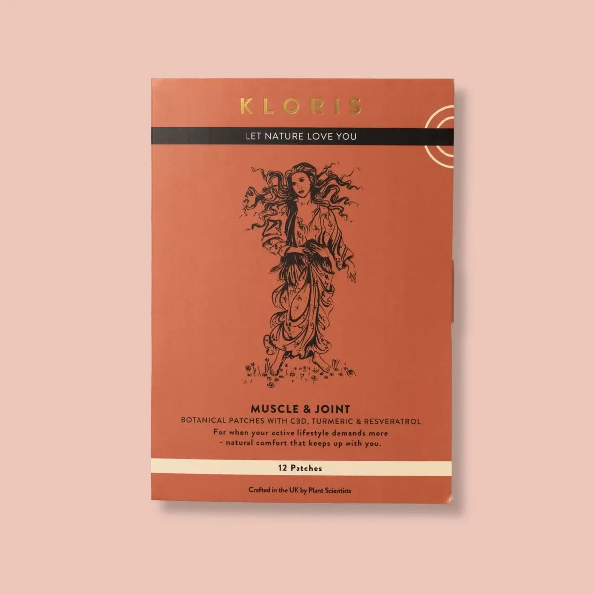 Kloris Muscle & Joint patch packaging on a beige background