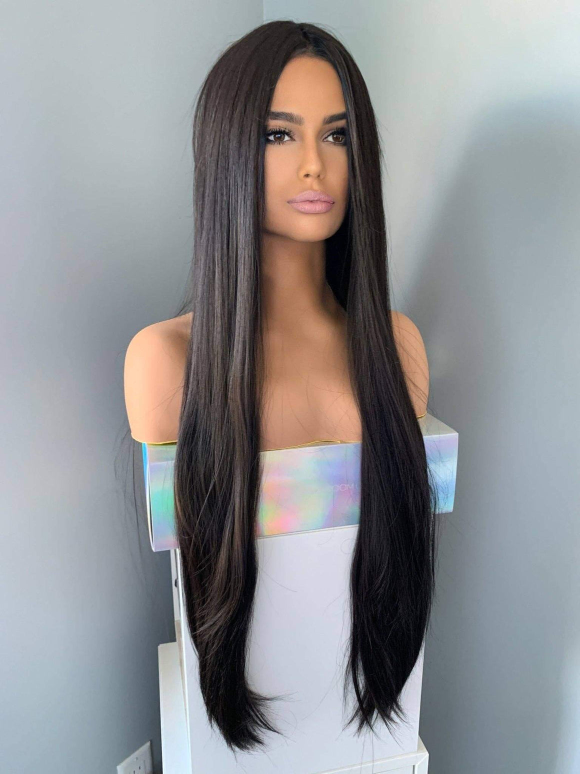 Kim Long Black Silky Straight Partial Lace Front Wig