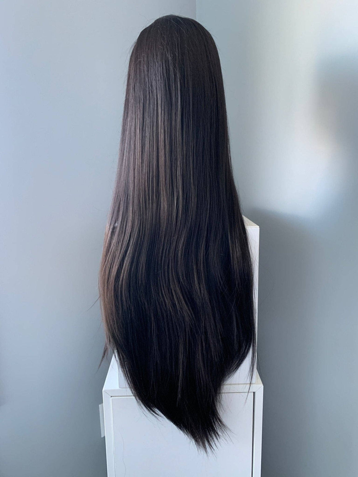 Kim Long Black Silky Straight Partial Lace Front Wig