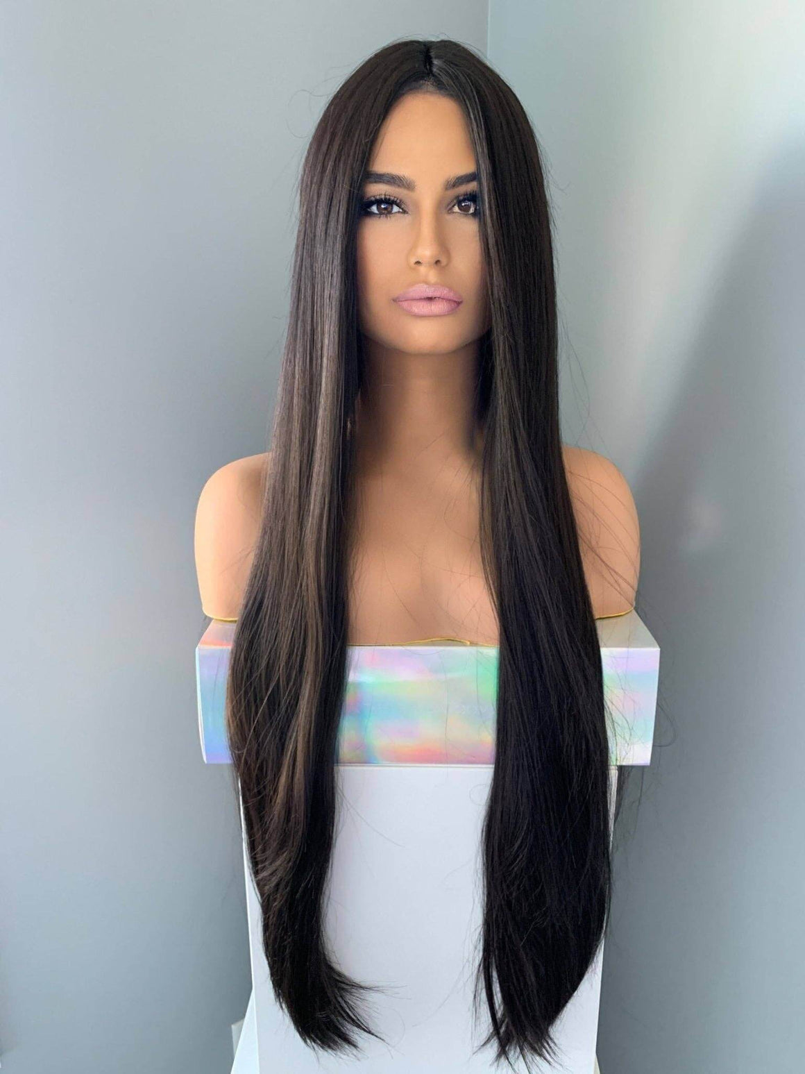 Kim Long Black Silky Straight Partial Lace Front Wig