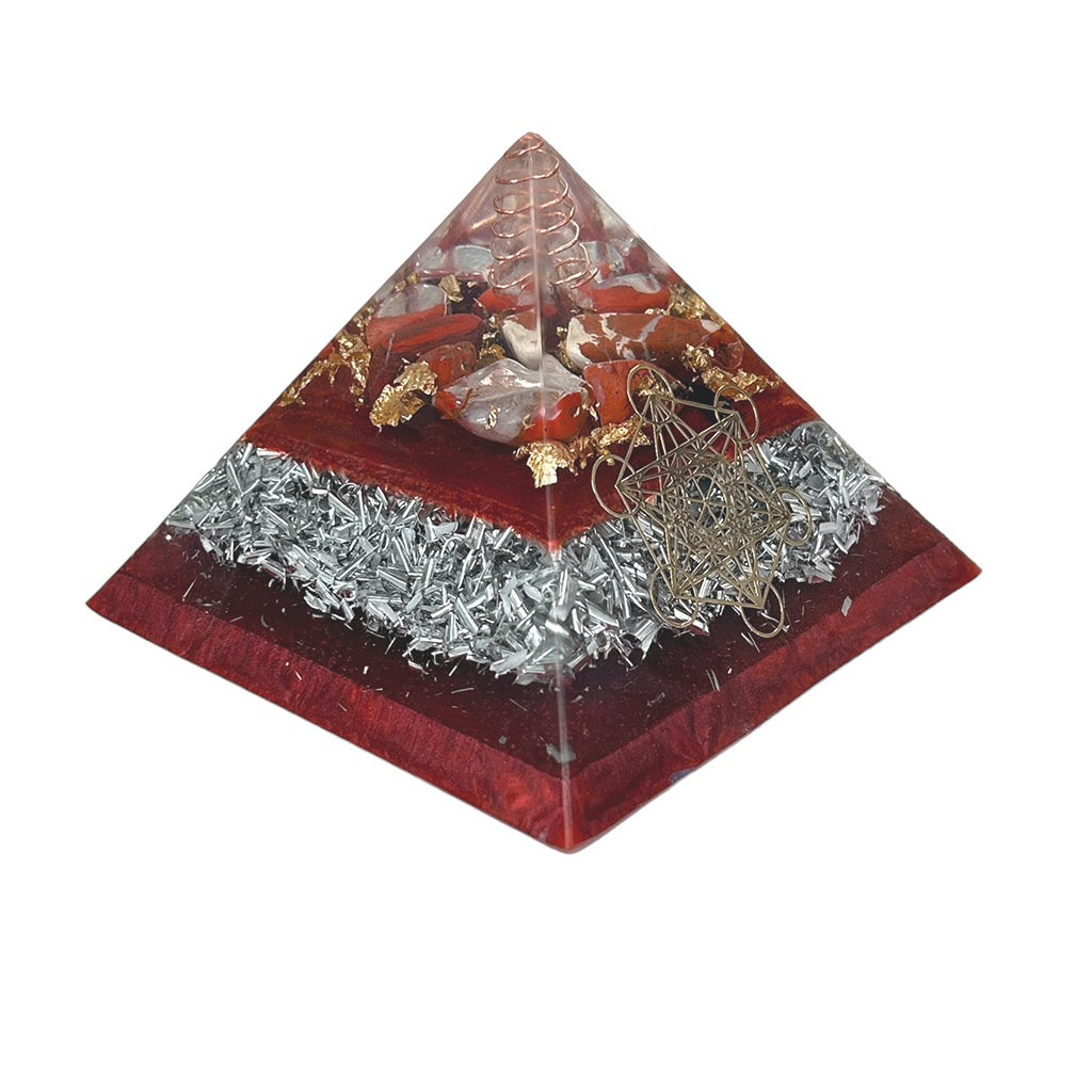 Red Jasper Orgonite Pyramid Large - Metatron Orgone Root Chakra