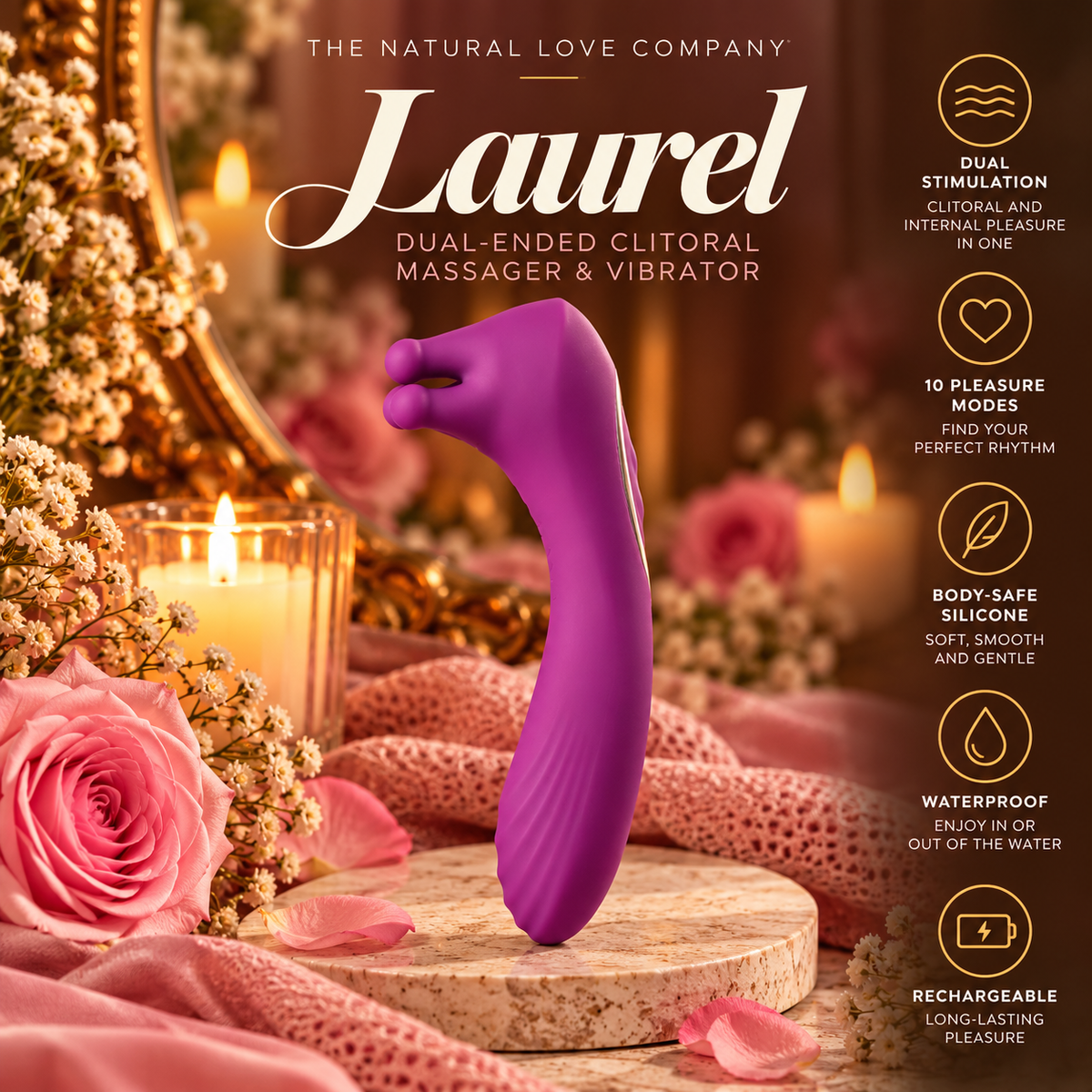 Laurel ~ Dual-Ended Clitoral Massager and Vibrator