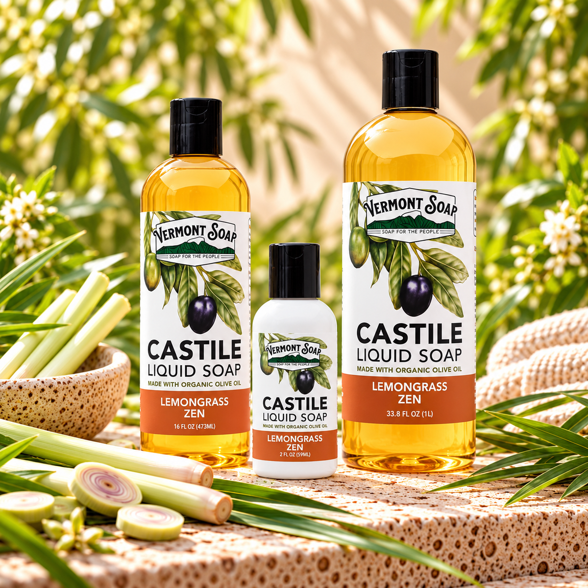 Lemongrass Zen Castile Liquid Soap - Vermont Soap