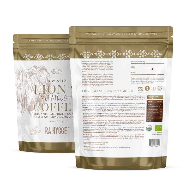 Lion's Mane Mushroom Coffee Espresso ground 227 g  8 oz - Ra Hygge Ingredients