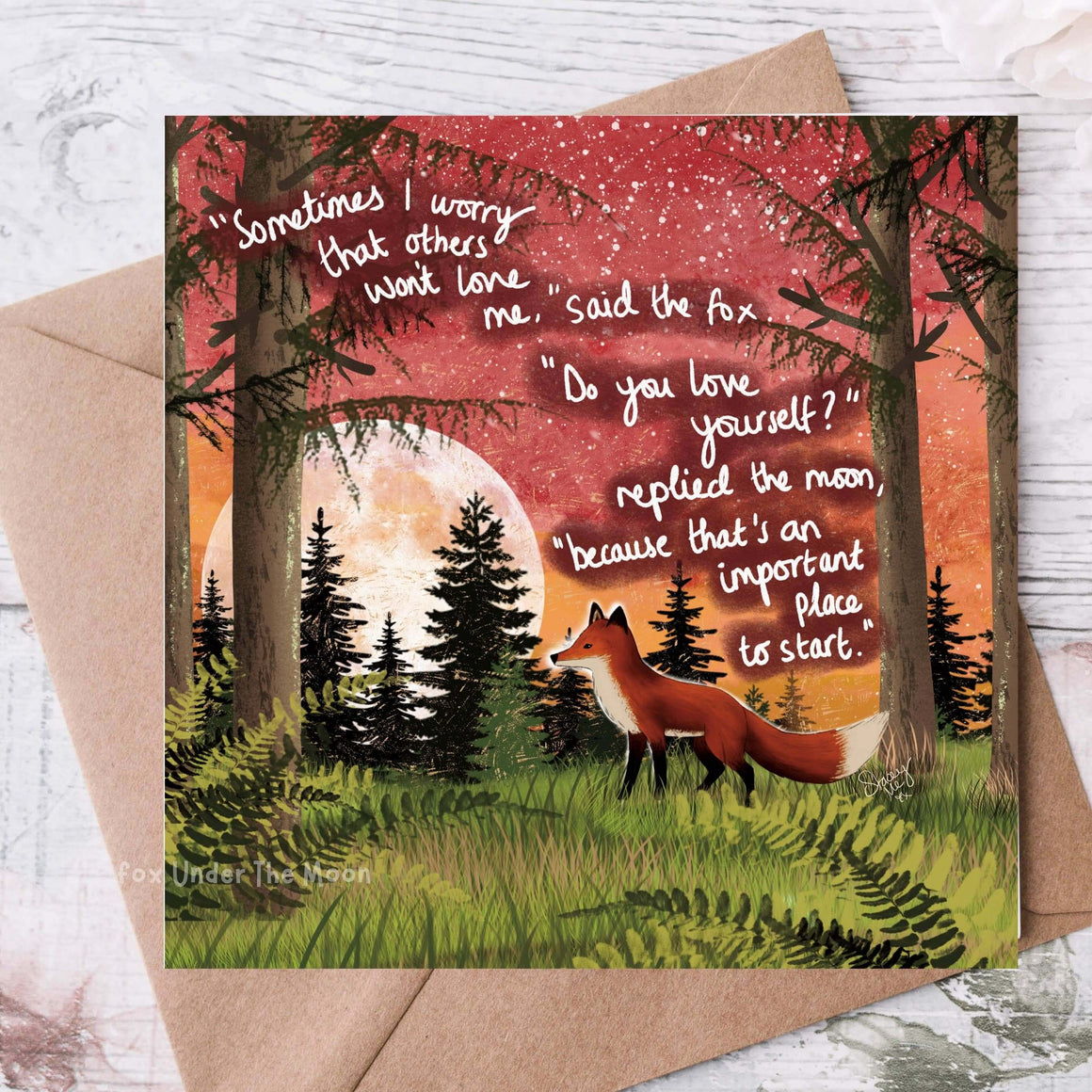 'Love Yourself' - Greeting Card From Fox Under The Moon