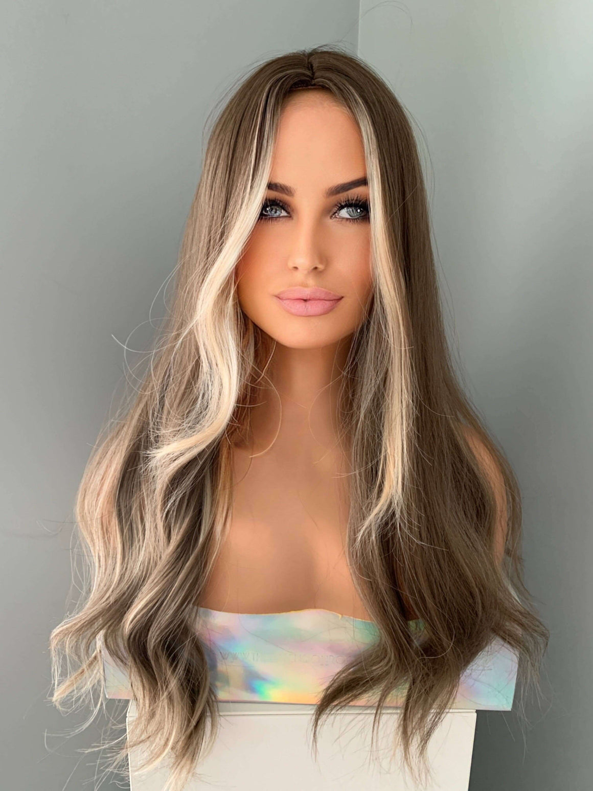 Madison Long Brown Wig with Blonde Money Piece Highlights