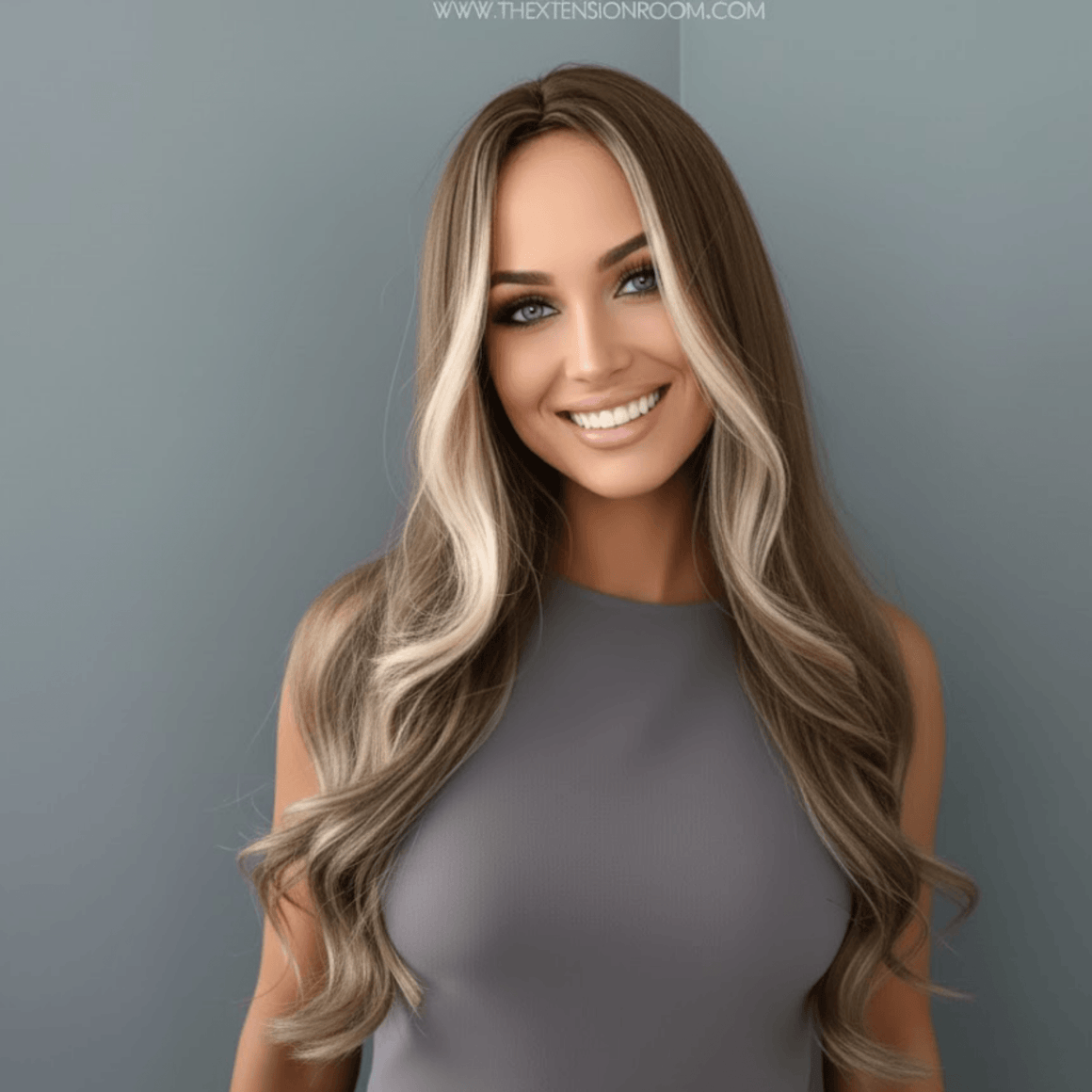 Madison Long Brown Wig with Blonde Money Piece Highlights