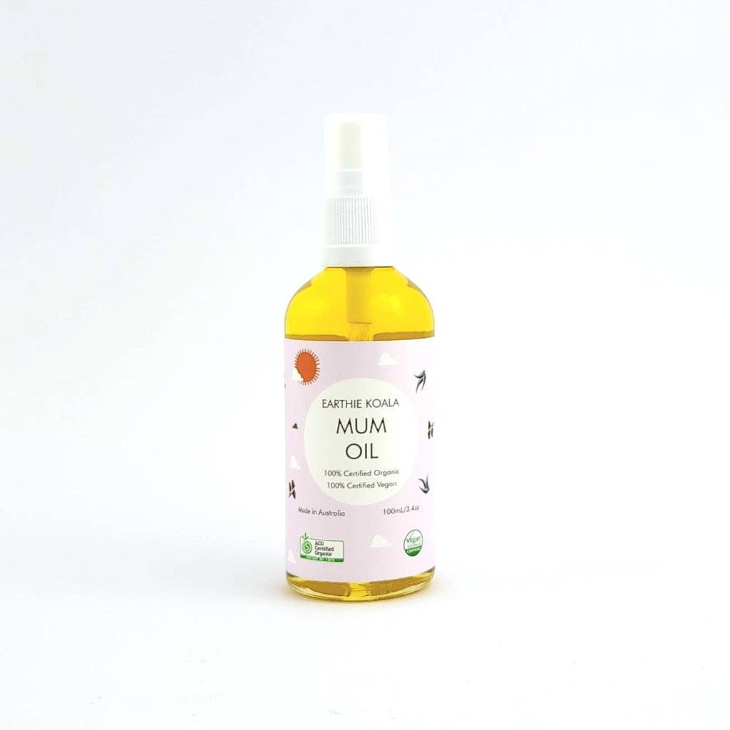 Bottle of Farthie Koala Mum Oil on a white background