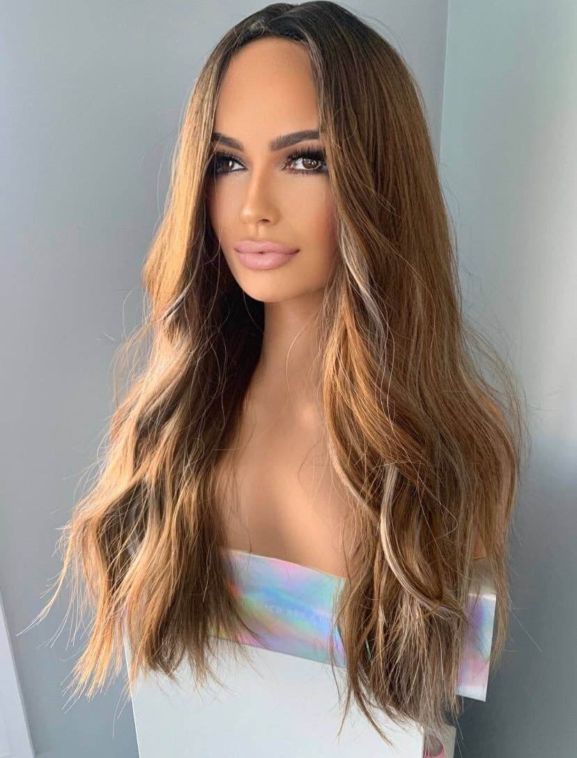 Natalie Highlighted Brown Beach Wave Wig