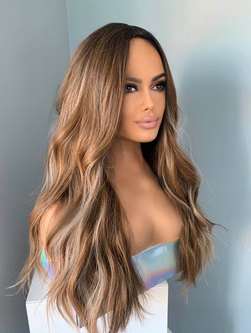 Natalie Highlighted Brown Beach Wave Wig