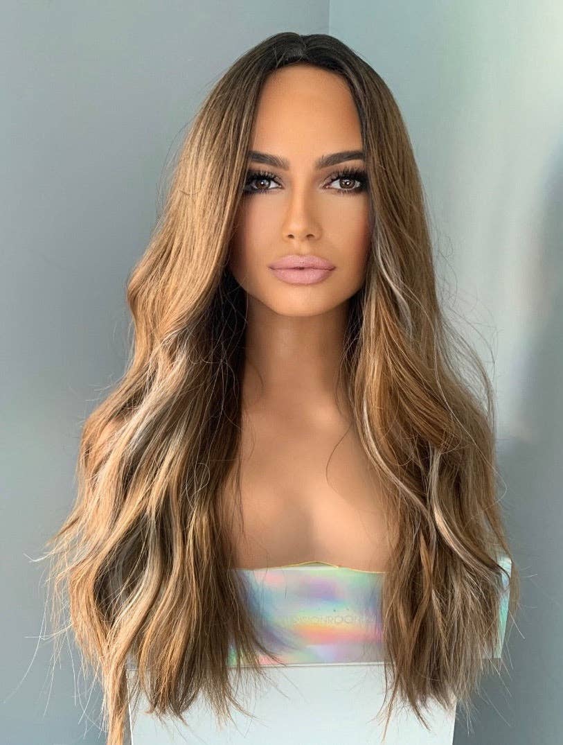 Natalie Highlighted Brown Beach Wave Wig