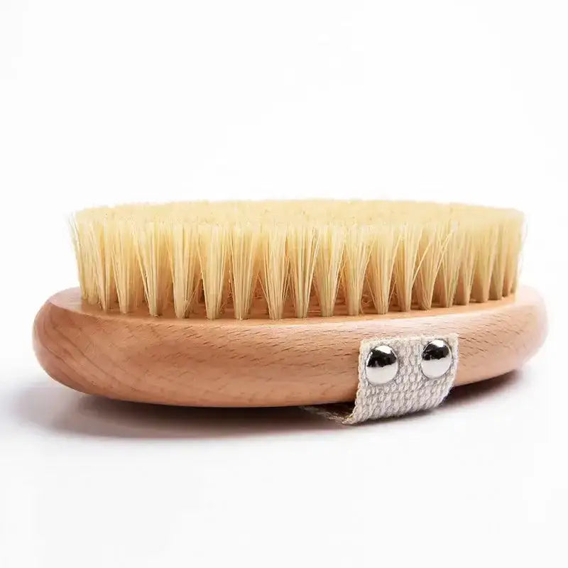 Sisal Bristle Body Brush with natural sisal bristles and wooden handle for effective dry brushing by Smile Boutiques.