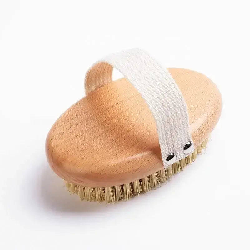 Sisal Bristle Body Brush with natural bristles and wooden handle, perfect for dry brushing and self-care rituals.