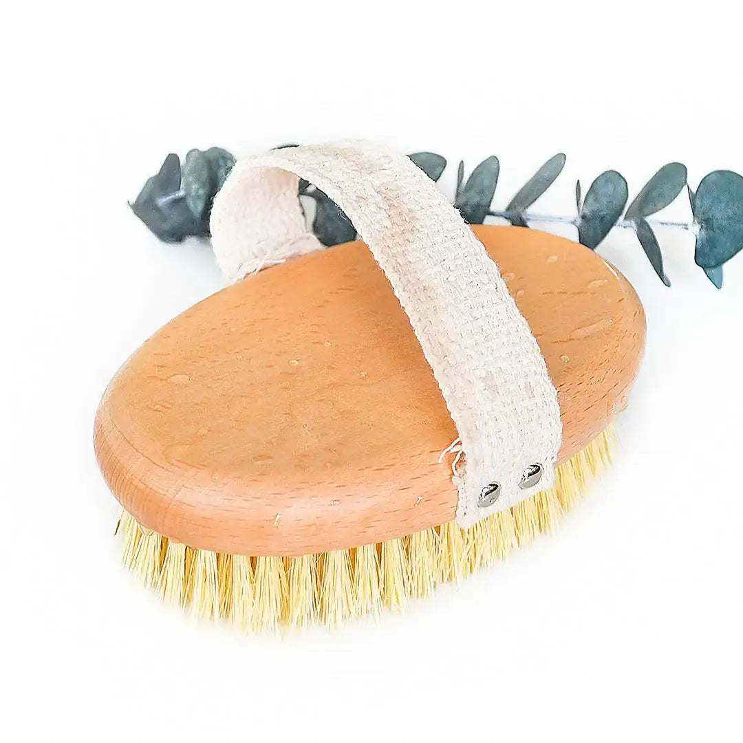 Sisal Bristle Body Brush featuring natural sisal bristles and a wooden handle from Smile Boutiques.