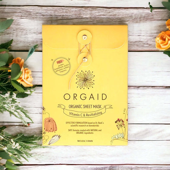 Organic Sheet Mask - Orgaid - Vitamin C & Revitalizing - 4 Pack