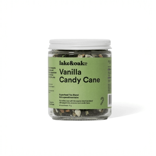 Vanilla Tea Candy Cane – Organic Superfood Tea Blend (80g) | Lake & Oak Tea