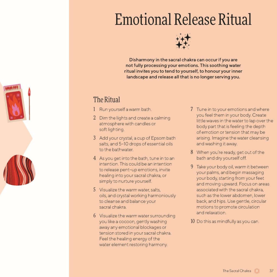 Instructions for an 'Emotional Release Ritual' with a list of materials and steps.