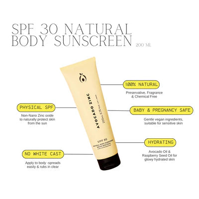 SPF 30 Natural Body Sunscreen - Avocado Zinc information