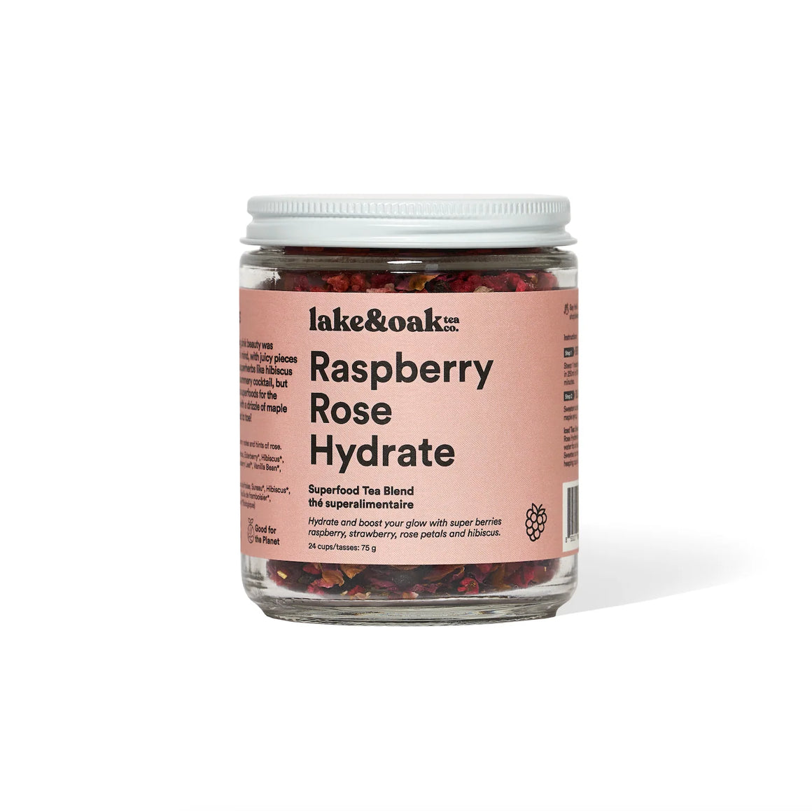Raspberry Rose Hydrate – Superfood Tea Blend (75g) | Lake & Oak